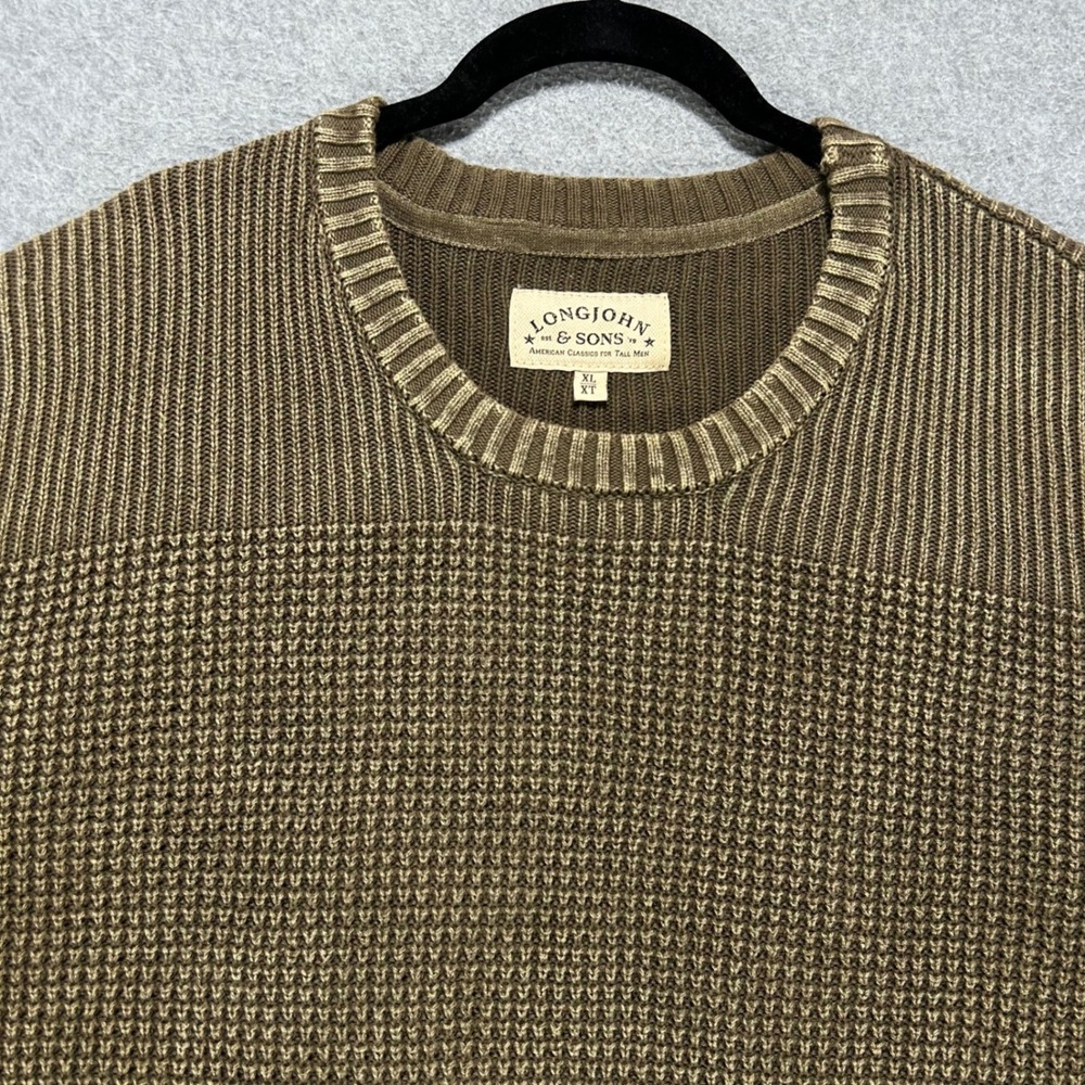 Longjohn & Sons Sweater Mens XL XT Brown Waffle Knit Heritage Workwear
